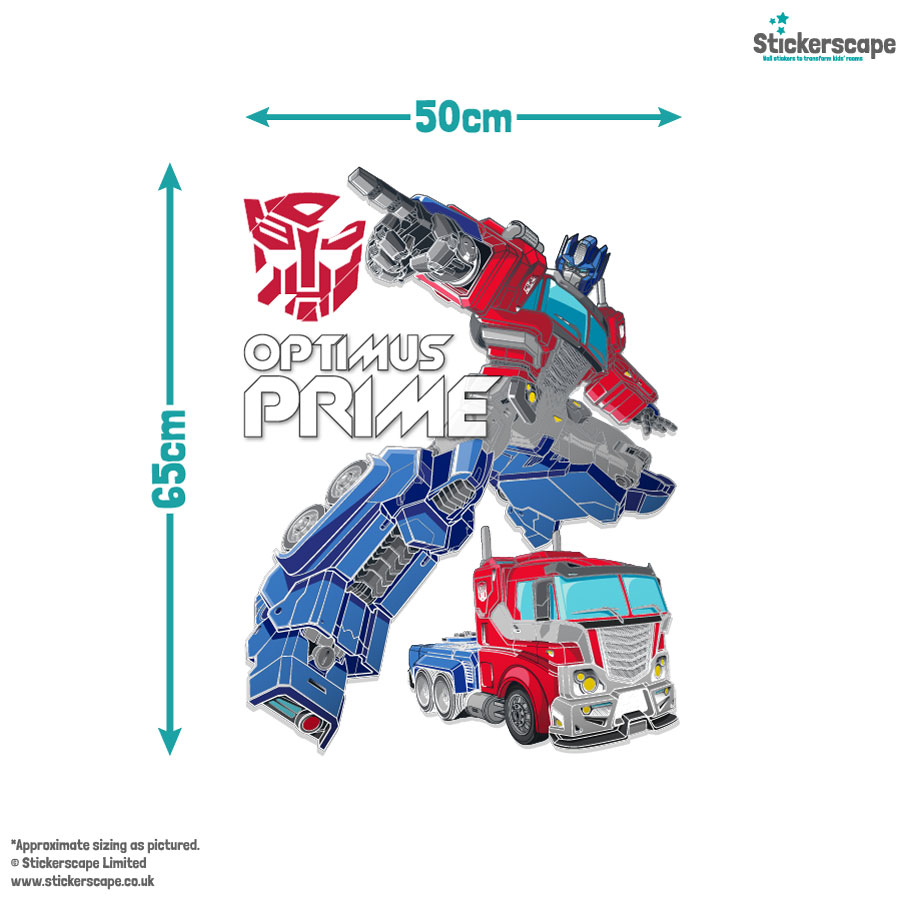 Transformers Wall Stickers option 1 Optimus Prime size guide