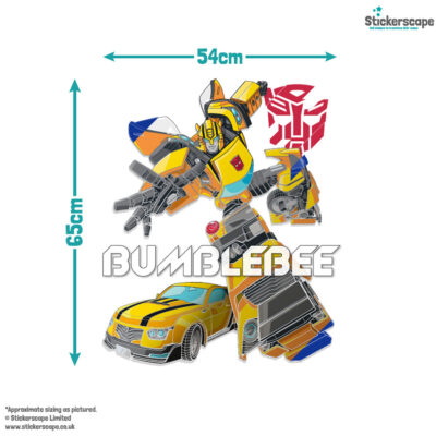 Bumblebee wall sticker with size guide