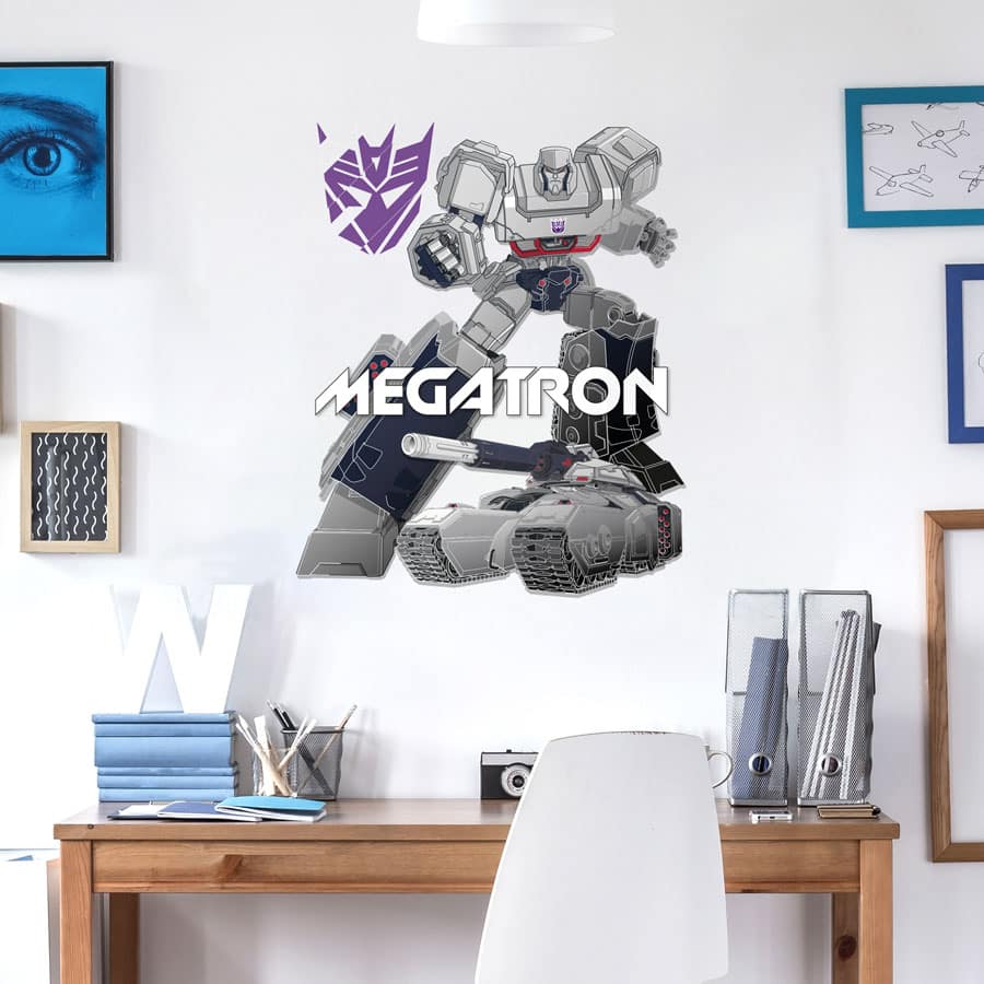 Megatron Wall Stickers on a boy's bedroom wall above to a desk