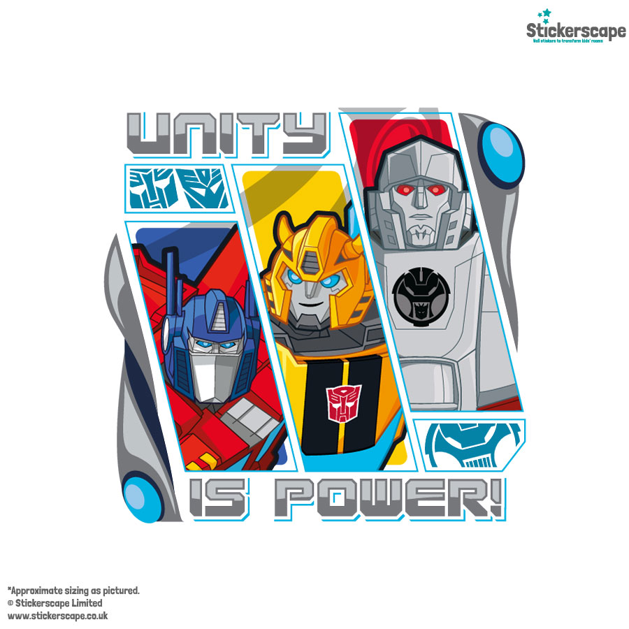 Transformers unity wall sticker shown on a white background