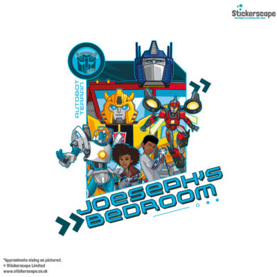 personalised transformers wall sticker shown on a white background