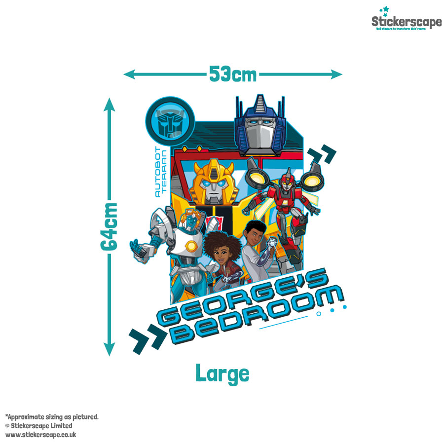 personalised transformers wall sticker large size guide