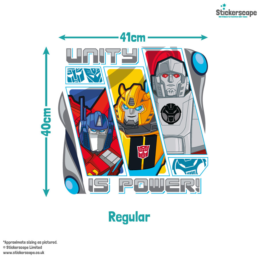 Transformers unity wall sticker regular size guide