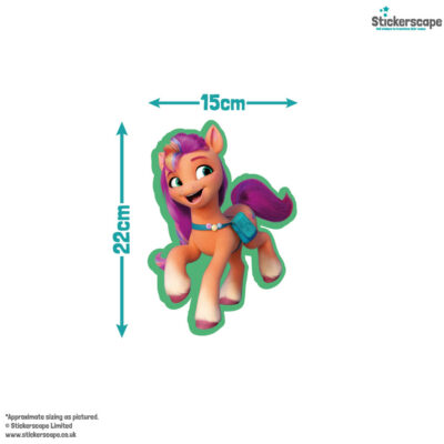 My Little Pony glitter wall sticker pack size guide of Sunny
