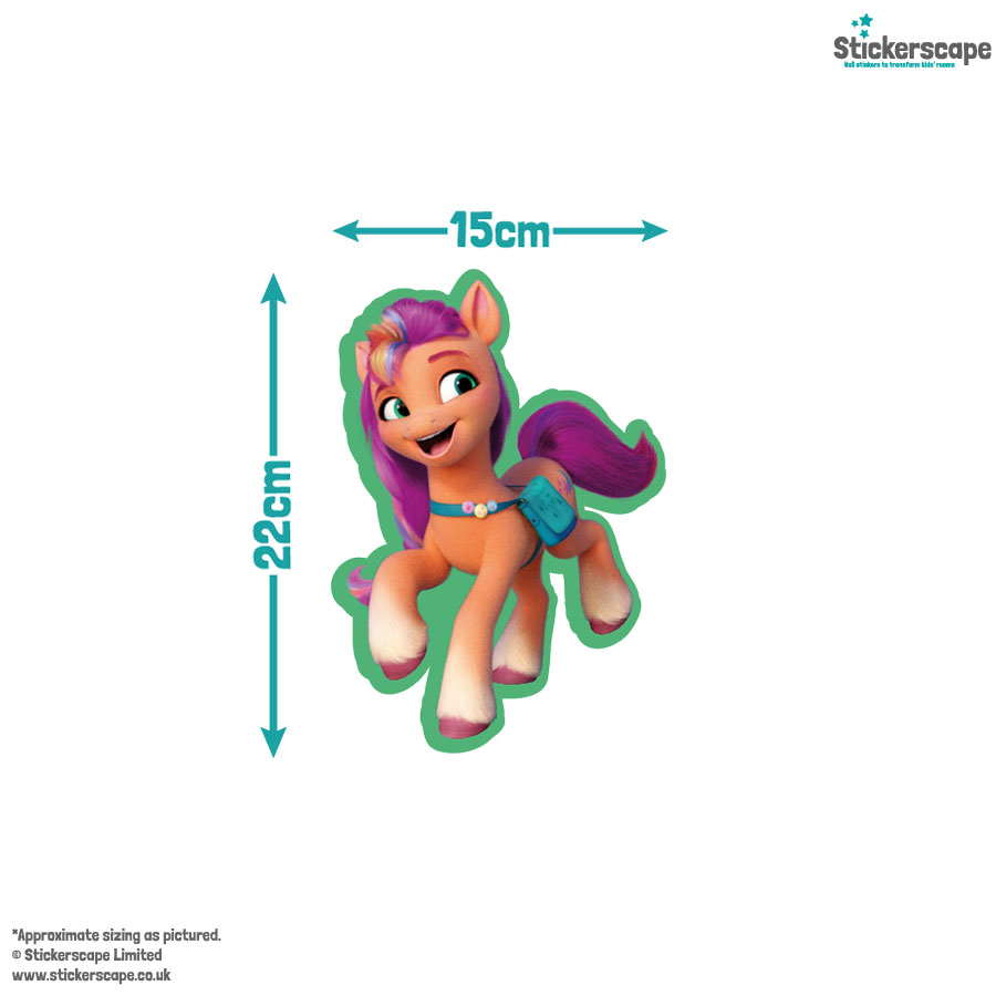 My Little Pony glitter wall sticker pack size guide of Sunny