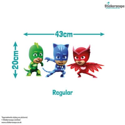 PJ masks team wall sticker regular size guide