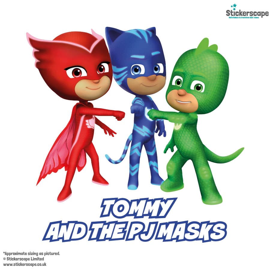 Personalised Pj Masks wall sticker shown on a white background