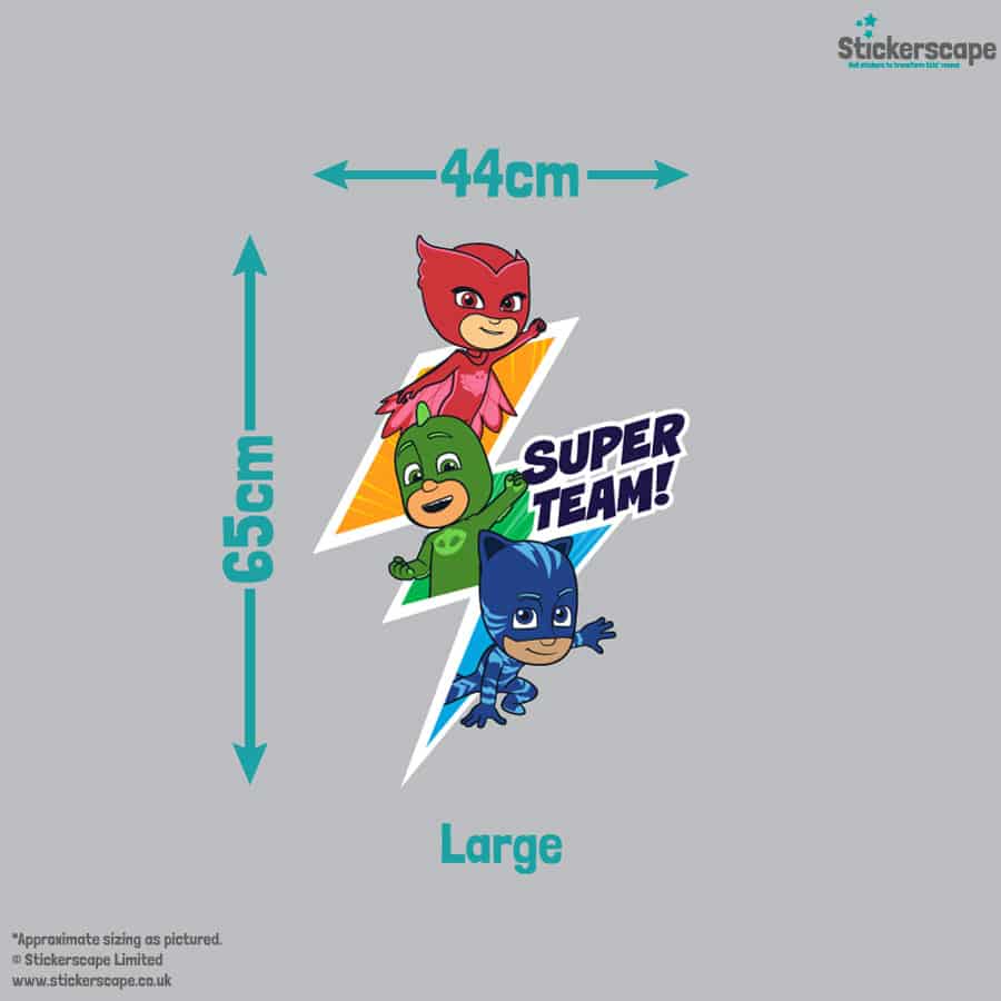 super team wall sticker large size guide