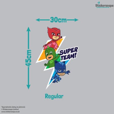 super team wall sticker regular size guide