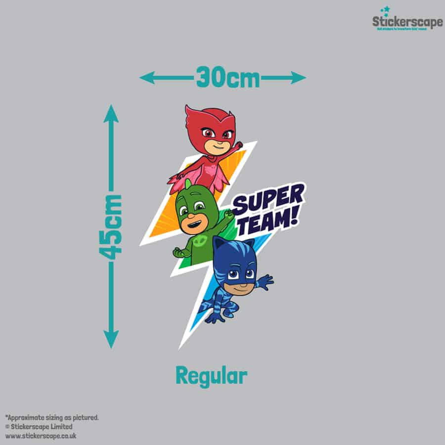 super team wall sticker regular size guide