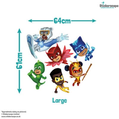 power heroes group wall sticker large size guide