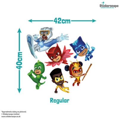 power heroes group wall sticker regular size guide
