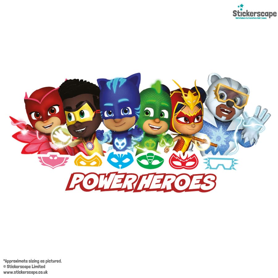 power heroes wall sticker shown on a white background