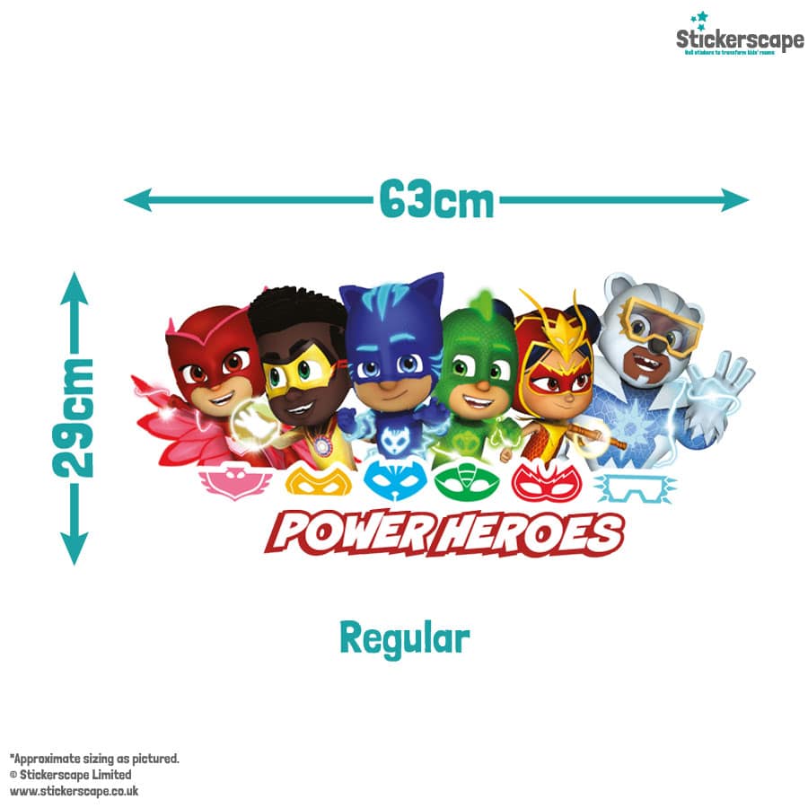power heroes wall sticker regular size guide