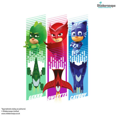 PJ Masks vehicles wall sticker shown on a white background