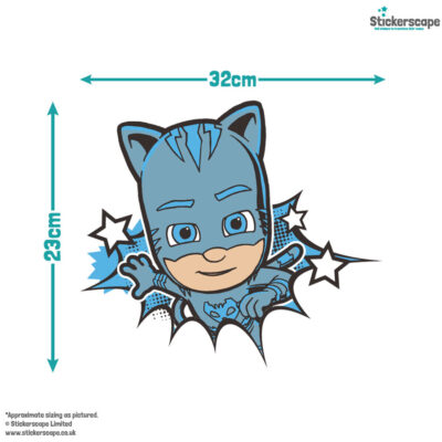 comic PJ Masks wall sticker pack size guide of Cat boy