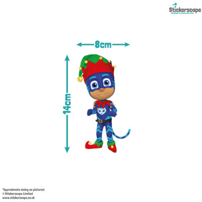 Christmas PJ Masks window stickers size guide of cat boy