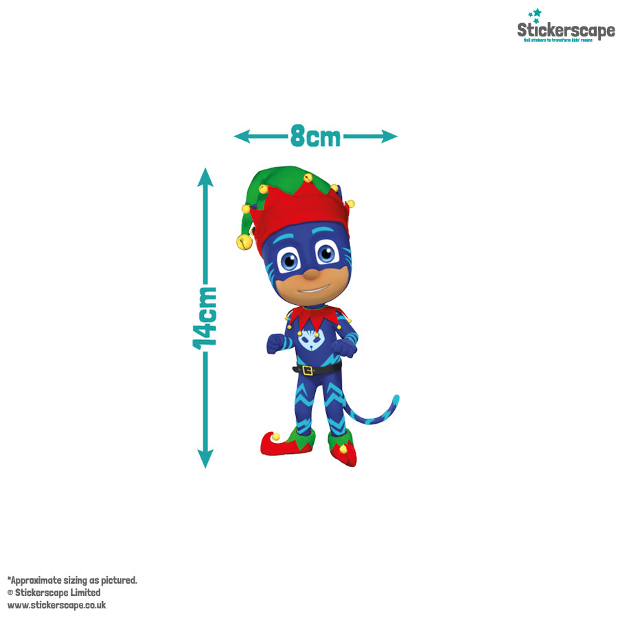 Christmas PJ Masks window stickers size guide of cat boy