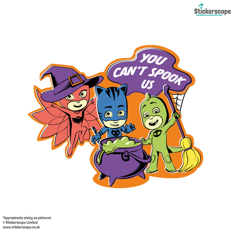 pj masks halloween window stickers shown on a white background