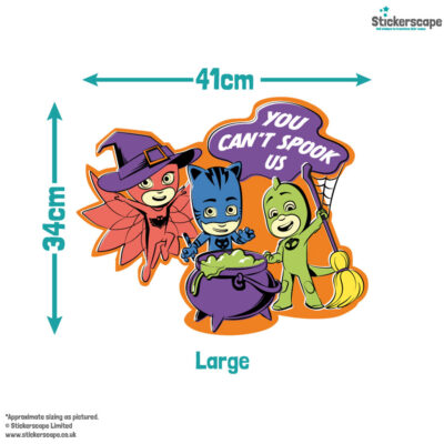 PJ Masks Halloween window sticker size guide