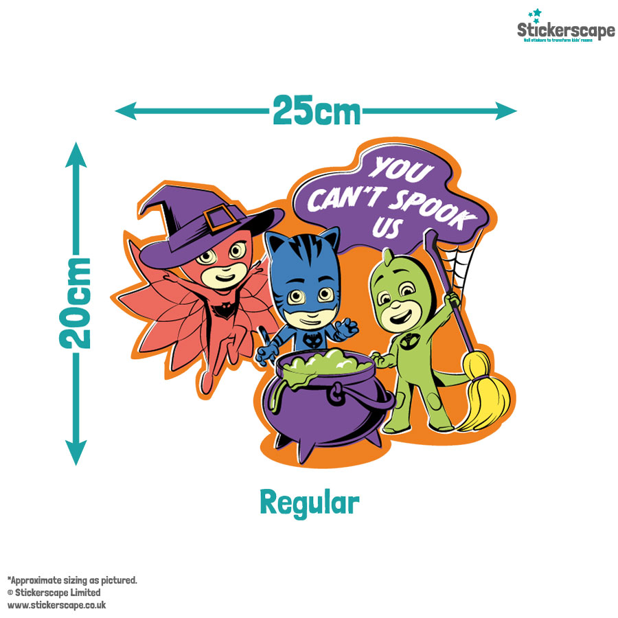 PJ Masks Halloween window sticker size guide