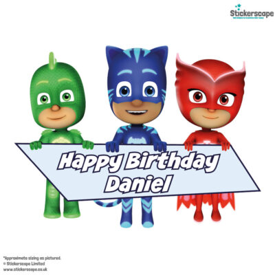 PJ Masks birthday window sticker shown on a white background