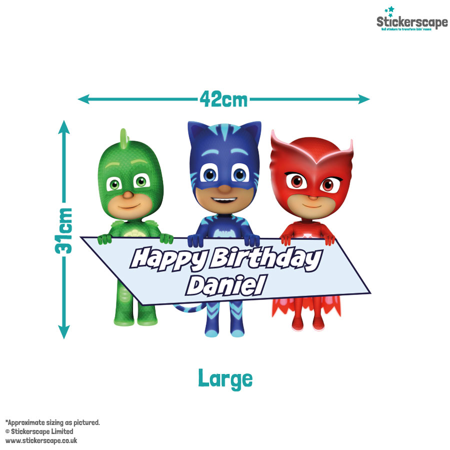 PJ Masks birthday window sticker large size guide