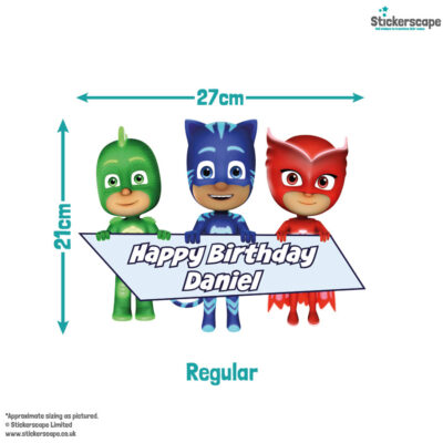 PJ Masks birthday window sticker regular size guide