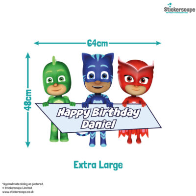 PJ Masks birthday window sticker extra large size guide