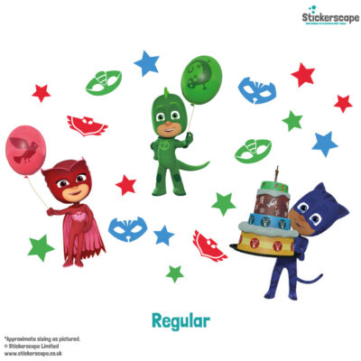 PJ Masks party window stickers regular shown on a white background