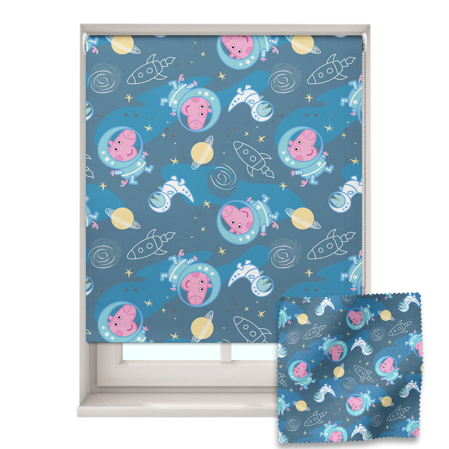 George in space roller blind shown on a window