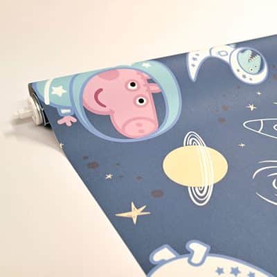 George in Space roller blind close up showing roller blind mechanism with white chain