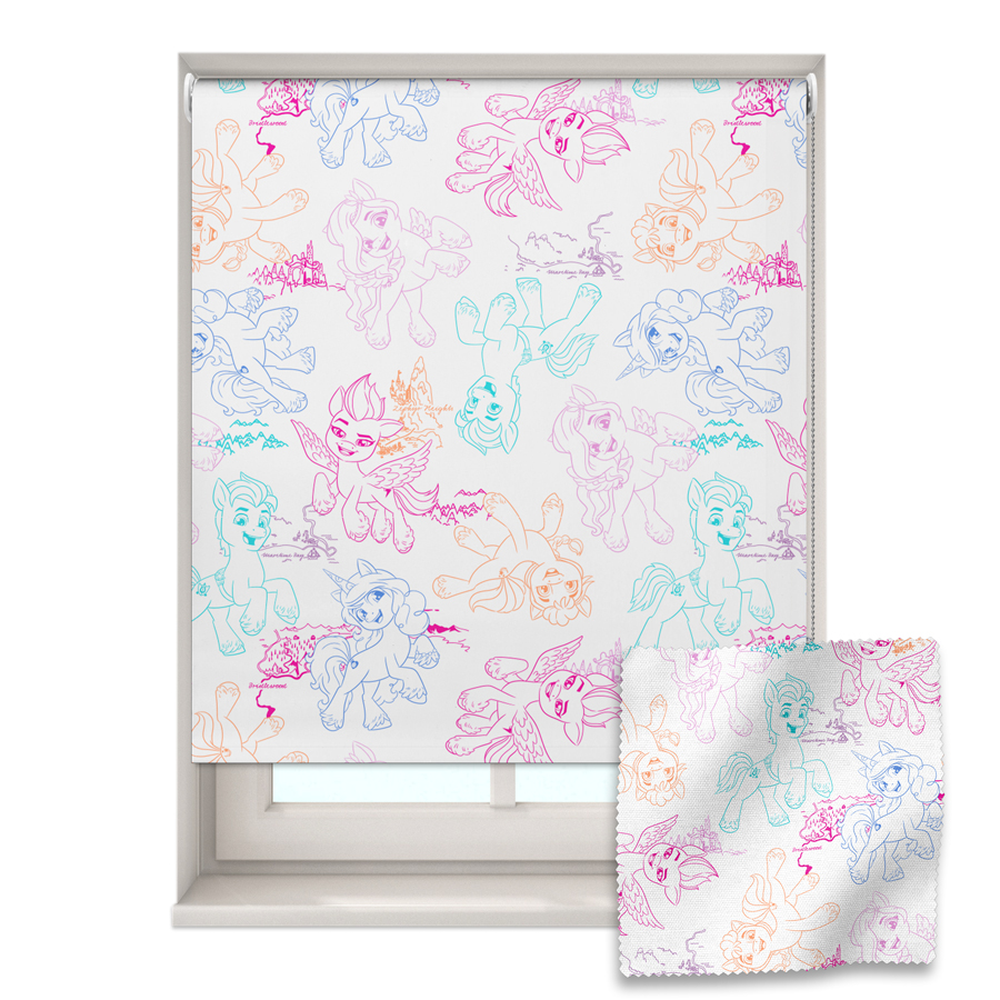 Pony outlines roller blind shown on a window