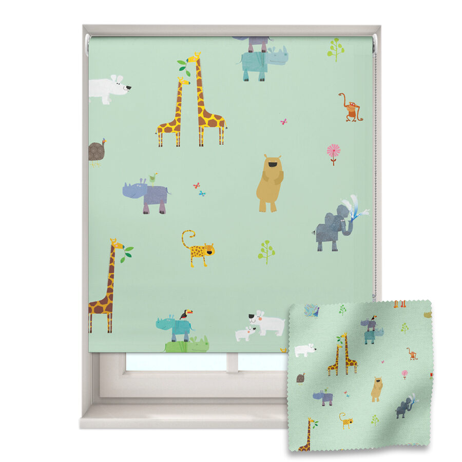 Animals roller blind shown on a window