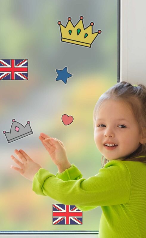 Colour-in Coronation window stickers | Stickerscape | UK