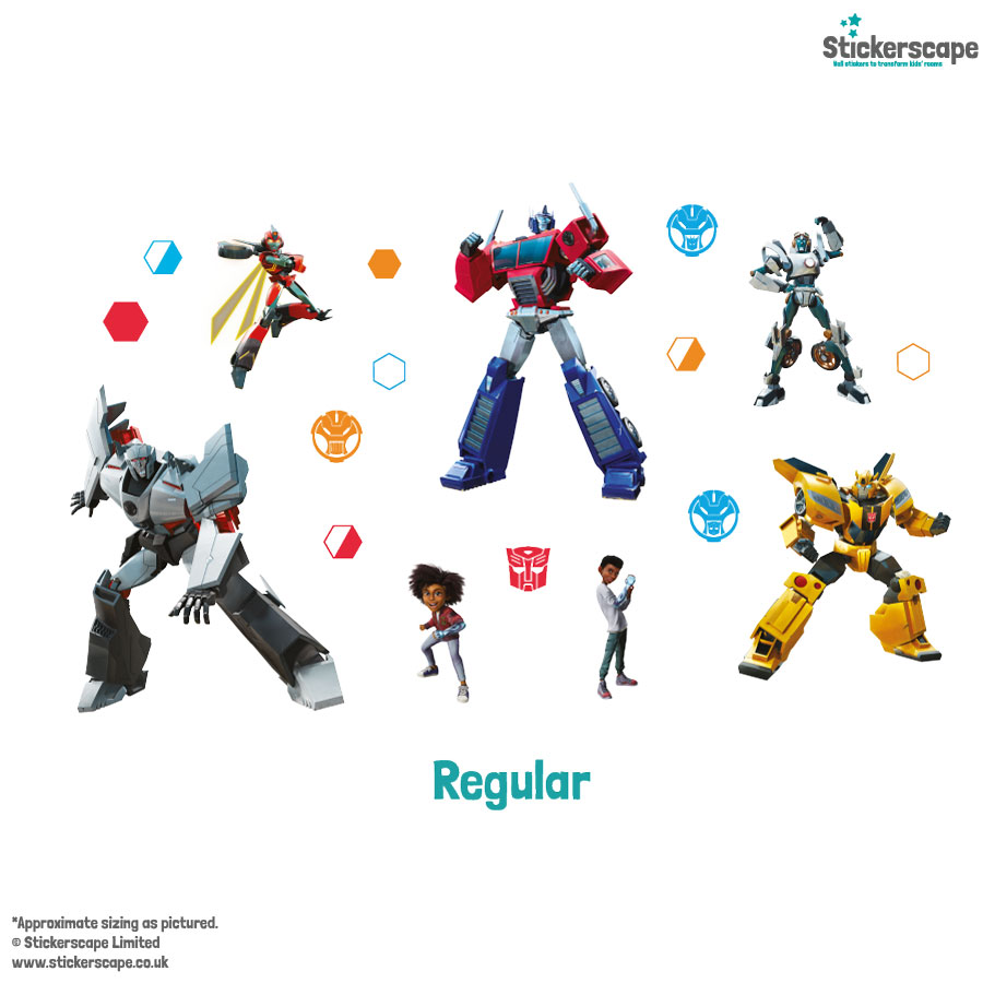 Transformers Earthspark wall sticker pack regular on a white background