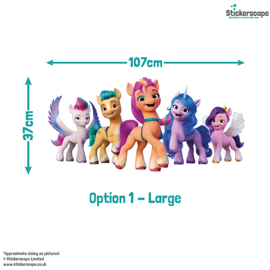 My Little Pony group wall sticker option 1 large size guide