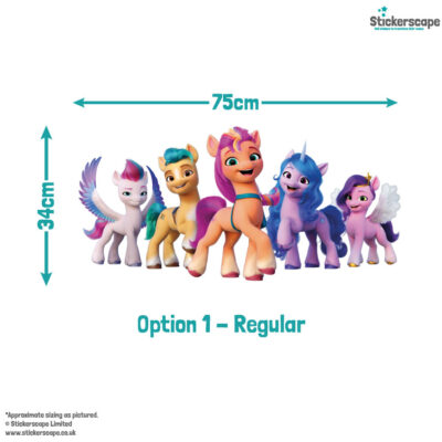 My Little Pony group wall sticker option 1 regular size guide