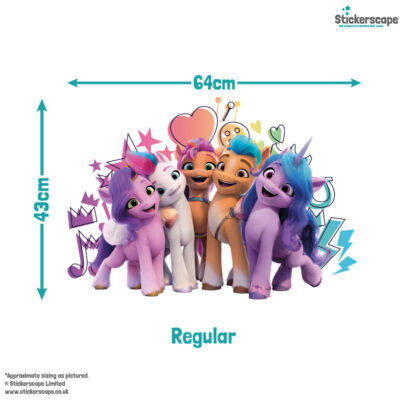 Personalised My Little Pony wall sticker regular size guide