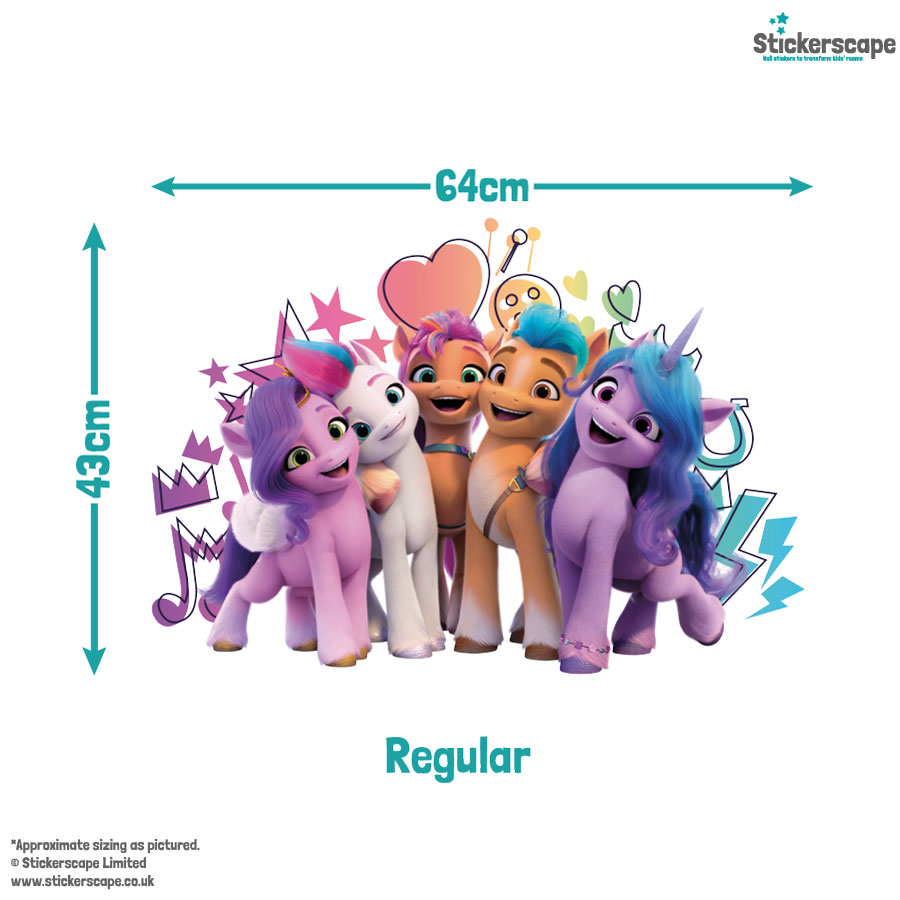 Personalised My Little Pony wall sticker regular size guide