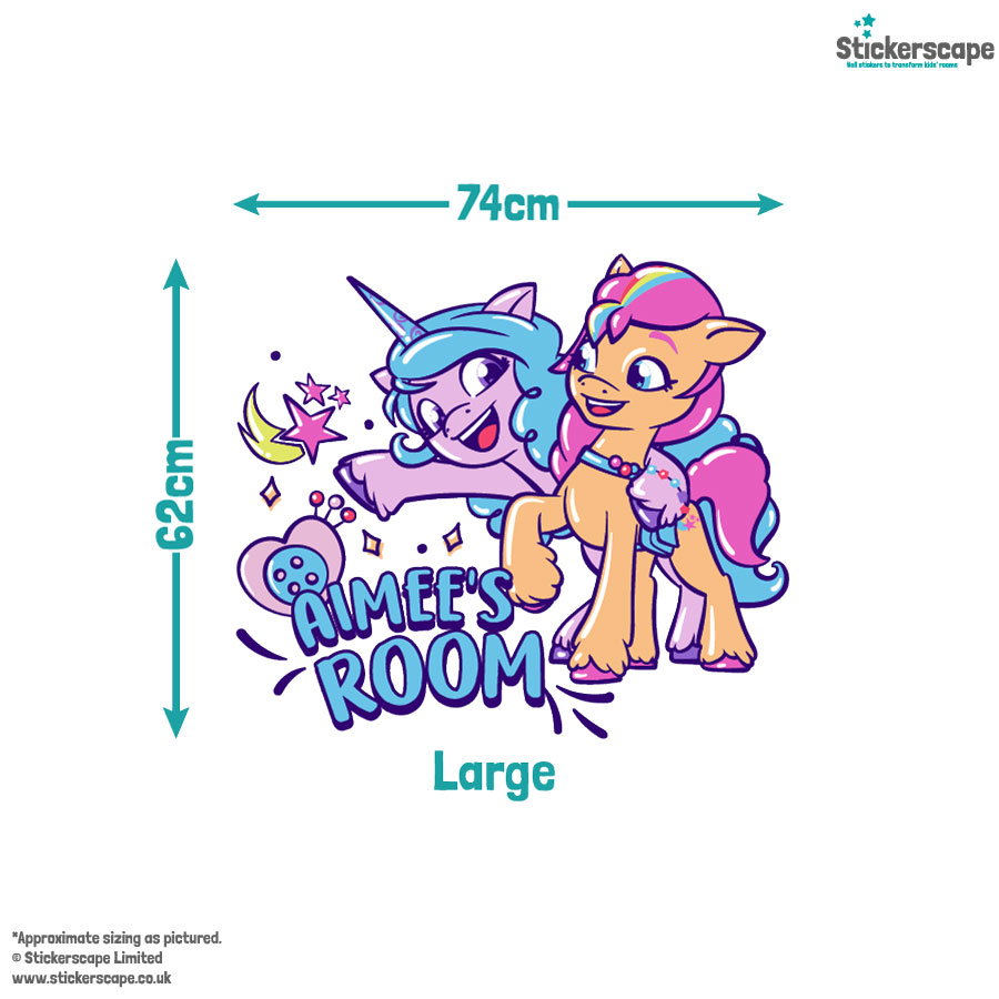 Personalised Sunny & Izzy wall sticker large size guide