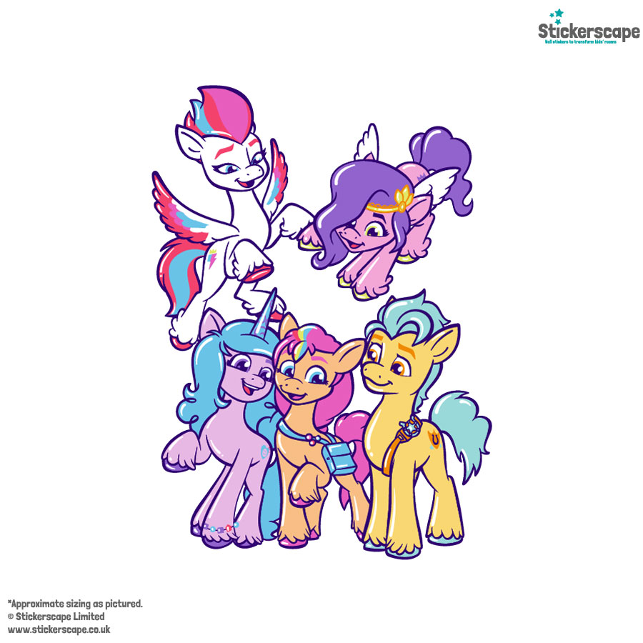 Cute My Little Pony group wall sticker shown on a white background