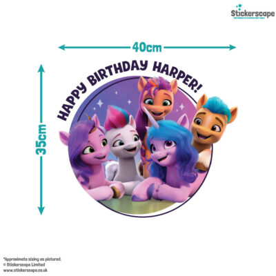 My Little Pony birthday window sticker size guide