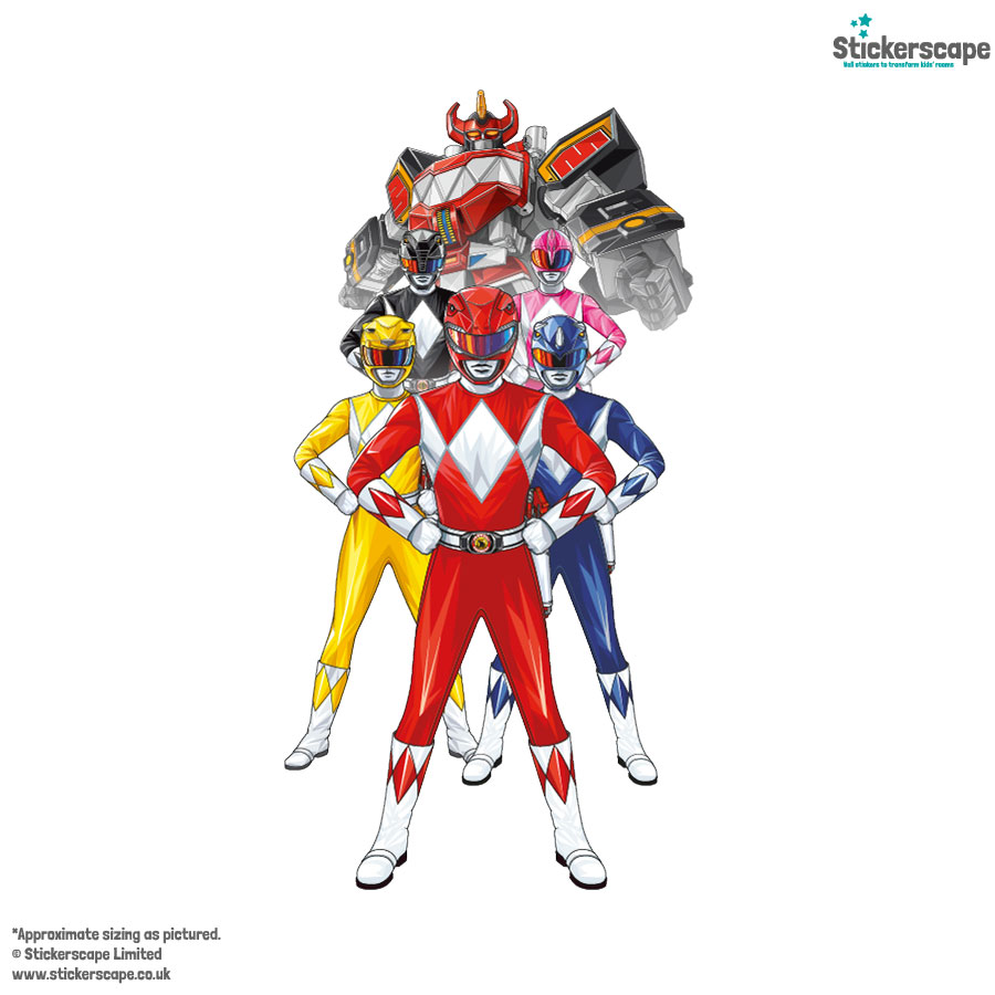 Power Rangers group wall sticker on a white background