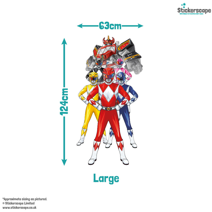Power Rangers group wall sticker large size guide