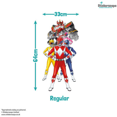 Power Rangers group wall sticker regular size guide