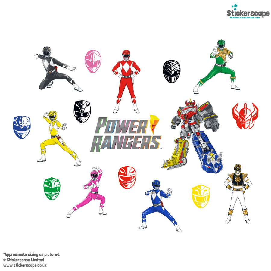 Power Rangers wall sticker pack shown on a white background