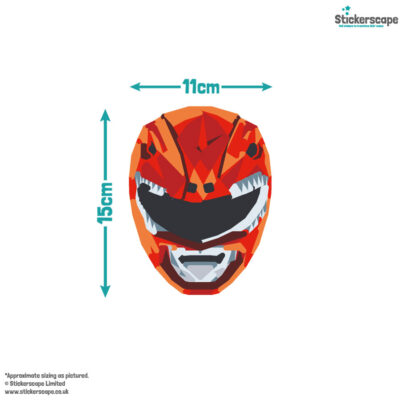 Power Rangers polygon wall sticker pack size guide of one mask