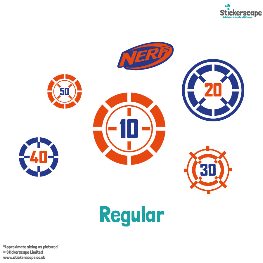 Nerf targets wall sticker pack regular shown on a white background