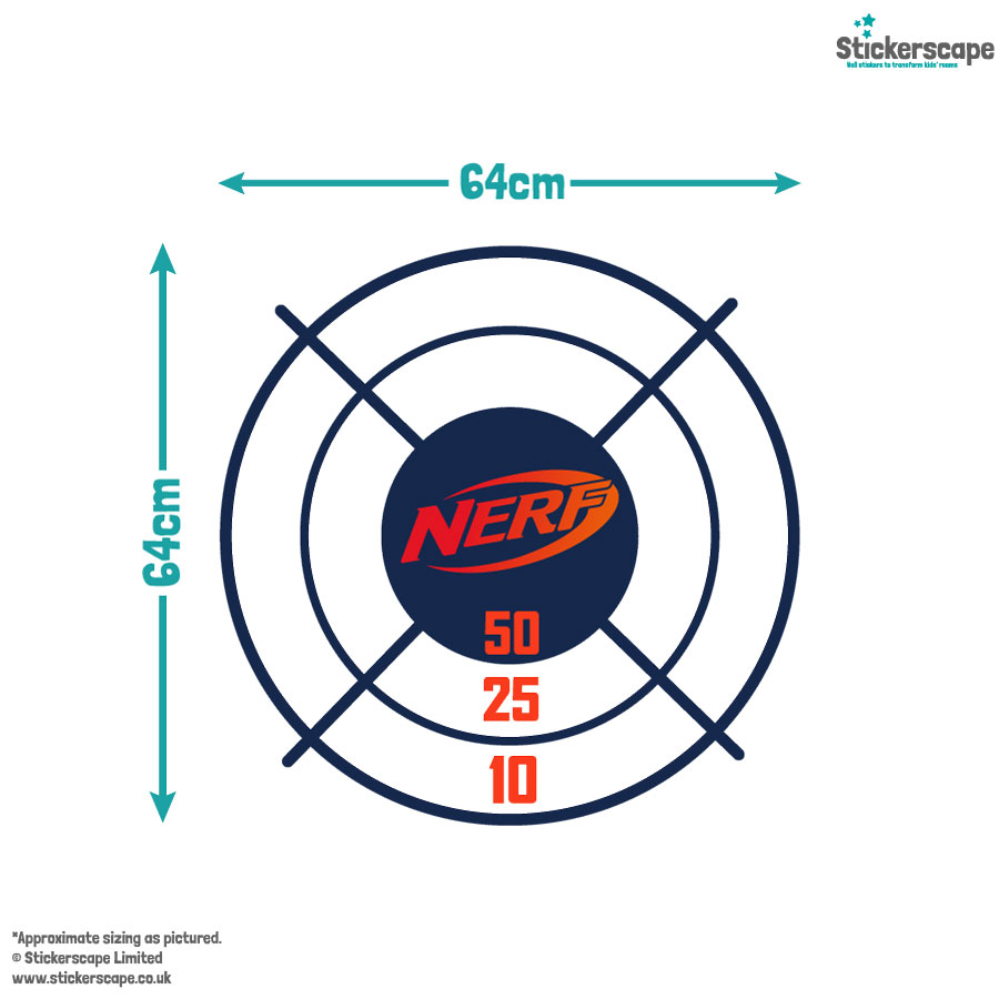 Nerf target wall sticker size guide